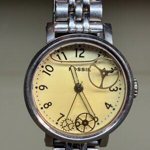 Fossil Watch Big Face Liquid Floating Gears New Battery JR 9953 Rare